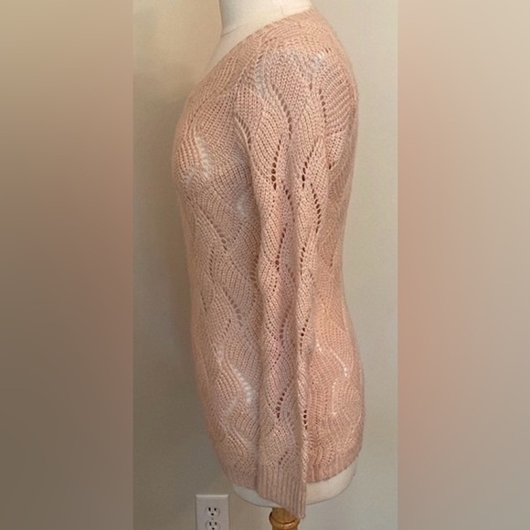 Charlotte Russe Soft Peach Long Sleeve Open Knit Ribbed Casual Sweater Size S - Picture 6 of 10
